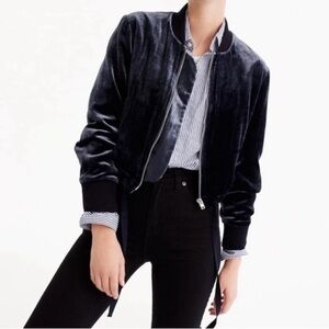 J. CREW Velvet Bomber Jacket Midnight Navy sz XXS